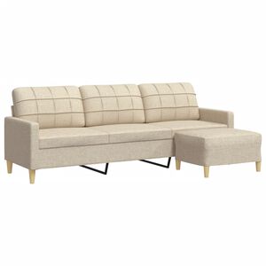 vidaXL Driezitsbank met voetenbank 210 cm stof cr&egrave;mekleurig