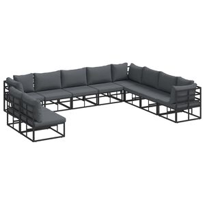 vidaXL Tuinbankenset 10 st Zwart Aluminium