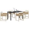 vidaXL Tuin eettafelset 5 pcs Beige poly rattan