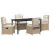 vidaXL Tuin eettafelset 5 st Beige en Cr&egrave;me Wit poly rattan