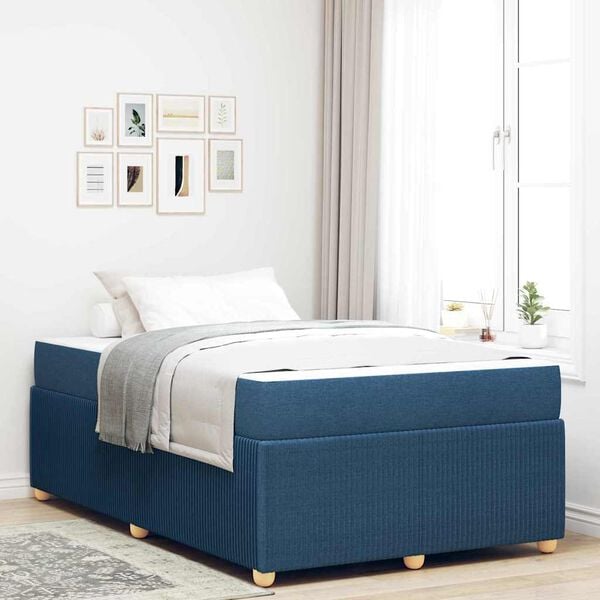 vidaXL Bedframe met matras Blauw 120 x 200 cm Stof