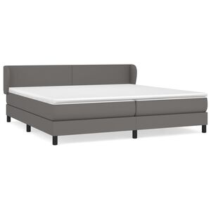vidaXL Boxspring met matras kunstleer grijs 200x200 cm