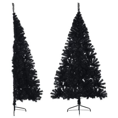 vidaXL Kunstkerstboom met standaard half 240 cm PVC zwart