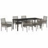 vidaXL Tuin eettafelset met kussen 7 pcs Grijs poly rattan