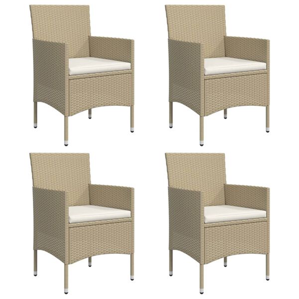 vidaXL 5-delige Tuinset met kussens beige en zwart