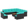 vidaXL 14-delige Loungeset met kussens poly rattan zwart