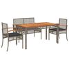 vidaXL 4-delige Tuinset met kussens poly rattan grijs