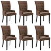 vidaXL Eetkamerstoelen met armleuningen 6 st stof bruin