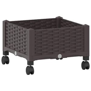 vidaXL Tuinschaal met wielen Bruin 40 x 40 x 29 cm PP