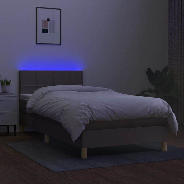 vidaXL Boxspring met matras en LED stof taupe 90x190 cm