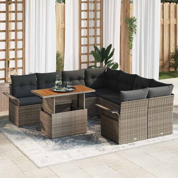 vidaXL Tuin Sofa Set met kussen Grijs