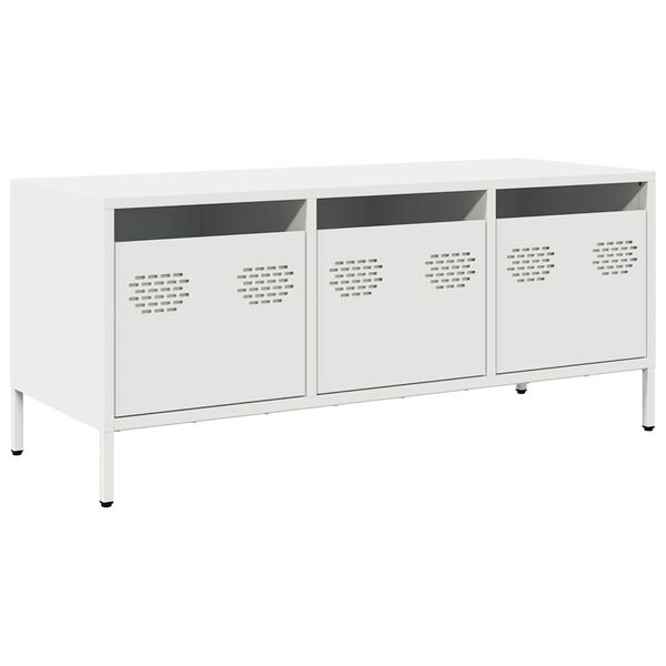 vidaXL Tv-meubel 101,5x39x43,5 cm koudgewalst staal wit