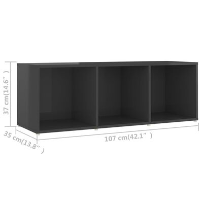 vidaXL Tv-meubel 107x35x37 cm spaanplaat hoogglans grijs