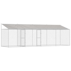 vidaXL Hondenkooi met Dak Zilver 800 x 200 x 256 cm Staal en PE