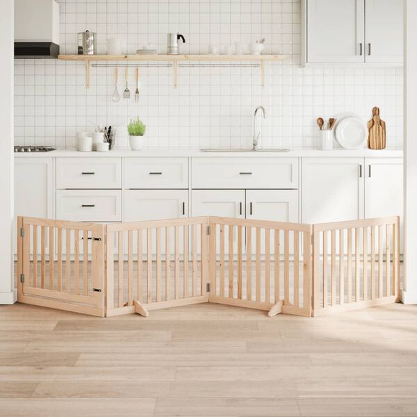 vidaXL Hondenhek met deur opvouwbaar 4 panelen 320 cm populierenhout