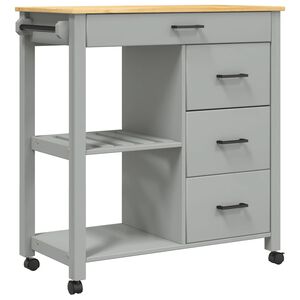 vidaXL Keukentrolley MONZA 84x40x88,5 cm massief grenenhout grijs