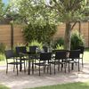 vidaXL Tuin eettafelset met kussen 9 pcs Zwart poly rattan