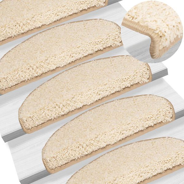 vidaXL Trapmatten 15 st 65x21x4 cm Crème Halfrond Groot