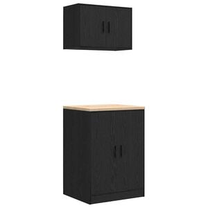 vidaXL Garagekasten 2 st spaanplaat zwart