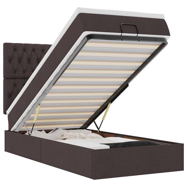 vidaXL Ottoman bed met matras en LED's 100x200cm stof donkerbruin