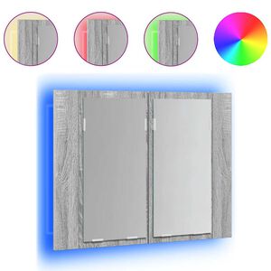 vidaXL Spiegelkast LED 60x12x45 cm bewerkt hout grijs sonoma eiken