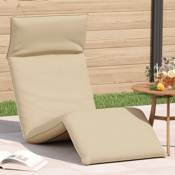 vidaXL Ligstoel inklapbaar 175x54x8,5 cm Oxford stof beige
