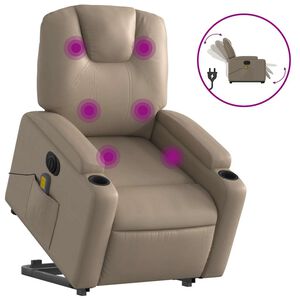vidaXL Sta-op-massagestoel elektrisch kunstleer cappuccinokleurig