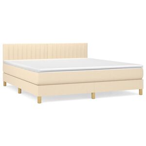vidaXL Boxspring met matras stof cr&egrave;mekleurig 180x200 cm