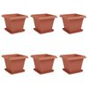 vidaXL Plantenpotten 6 pcs Baksteenrood 38 x 38 x 30 cm Kunststof