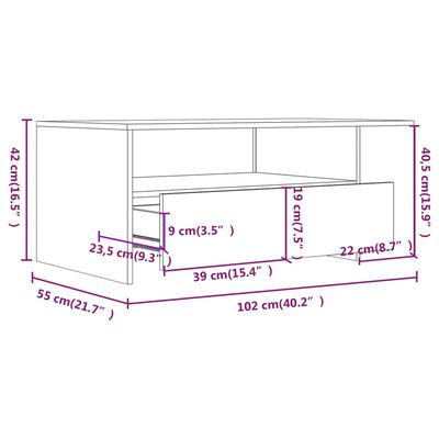 vidaXL Salontafel 102x55x42 cm bewerkt hout zwart