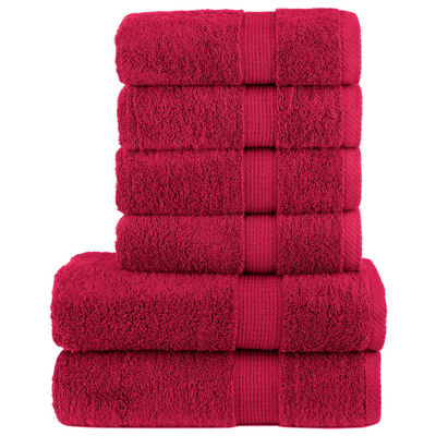 vidaXL 6-delige Handdoekenset 600 g/m² 100% katoen rood