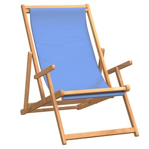 vidaXL Strandstoel inklapbaar massief teakhout blauw