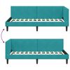 vidaXL Hoekbedframe Turquoise 90 cm x 190 cm VelvetenPlywood