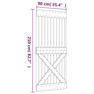 vidaXL Schuifdeur met beslag 90x210 cm massief grenenhout