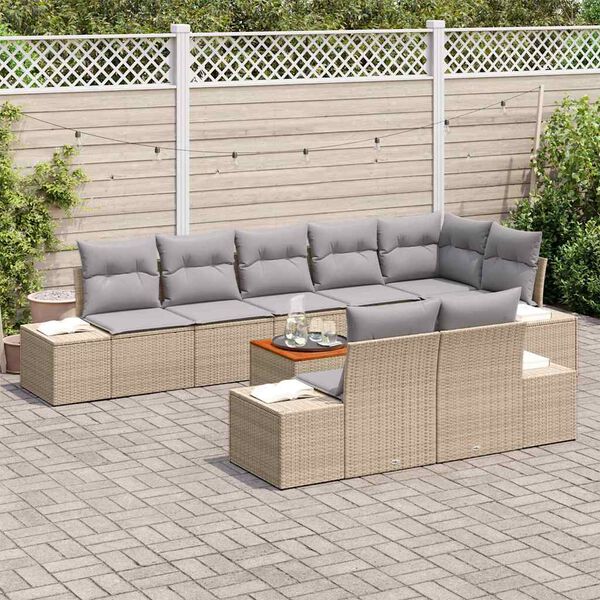 vidaXL Tuin Sofa Set 9 pcs beige en lichtgrijs