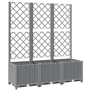 vidaXL Plantenbak met latwerk 120x40x136 cm polypropeen lichtgrijs