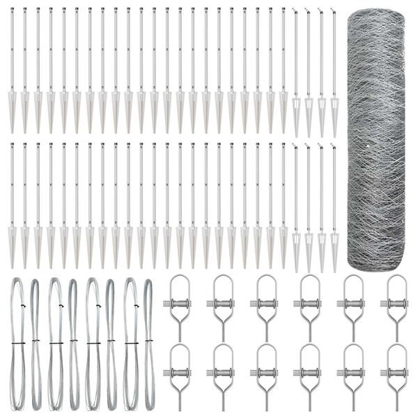 vidaXL Hecke met palen Zilver 0.6 x 100 m PVC-gecoat staal