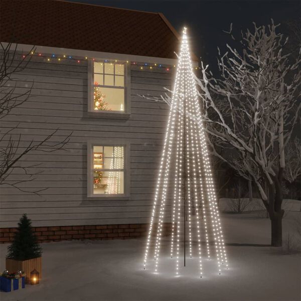 vidaXL Kerstboom met grondpin 732 LED's koudwit 500 cm