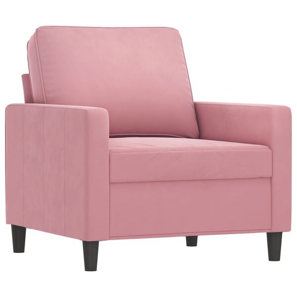 vidaXL 3-delige Loungeset met kussens fluweel roze