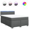 vidaXL Boxspring met matras stof donkergrijs 140x190 cm
