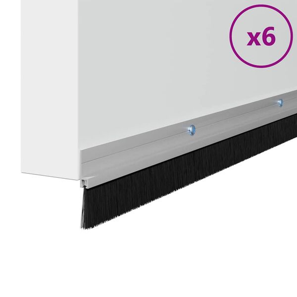 vidaXL Schroefbare Deurborstelafsluitingen 6 pcs Zilver 100 cm