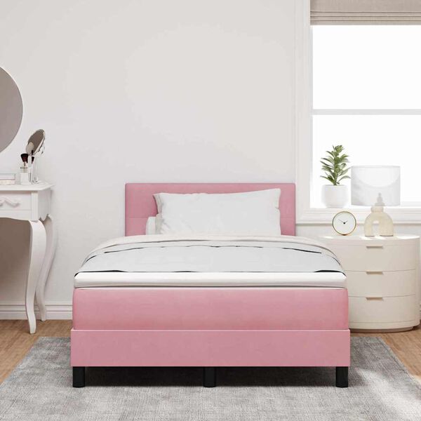 vidaXL LED Box Spring Bed met matras met LED Roze 120 x 200 cm Fluweel