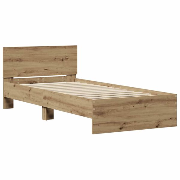 vidaXL Bedframe met hoofdeinde Artisan Eiken 90 x 190 cm Bewerkt hout