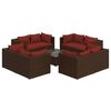 vidaXL 9-delige Loungeset met kussens poly rattan bruin