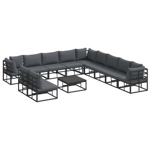 vidaXL Tuinbankenset met kussen 12 pcs Zwart Aluminium