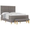 vidaXL Boxspring bed met hoofdeinde Taupe 140 x 200 cm Stof