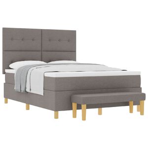 vidaXL Boxspring bed met hoofdeinde Taupe 140 x 200 cm Stof