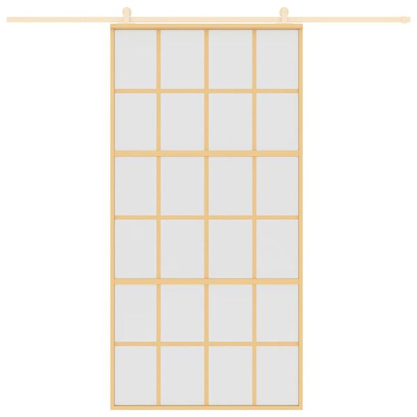 vidaXL Schuifdeur 102,5x205 cm mat ESG-glas en aluminium goudkleurig