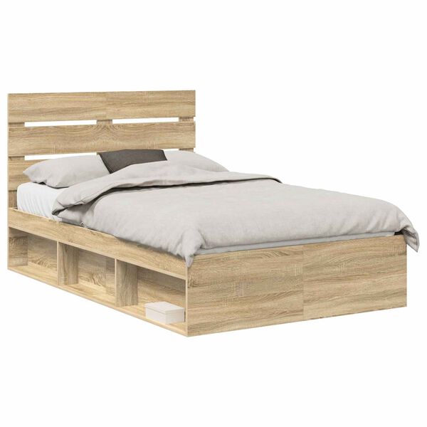 vidaXL Bedframe Sonoma Eiken 135 x 190 cm Massief grenenhout