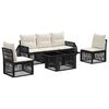 vidaXL Tuinbankenset 6 st Zwart en Cream Wit poly rattan